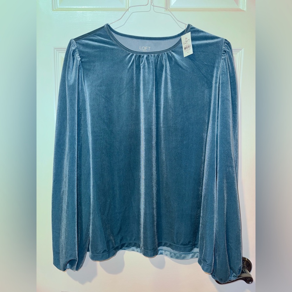 LOFT Teal Velvet Women's Blouse - Picture 1 of 6